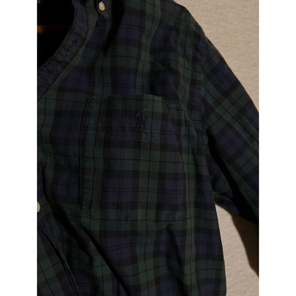 Ralph Lauren Men's Large Slim Fit Blue Green Plaid Long Sleeve Button Down - Picture 4 of 11